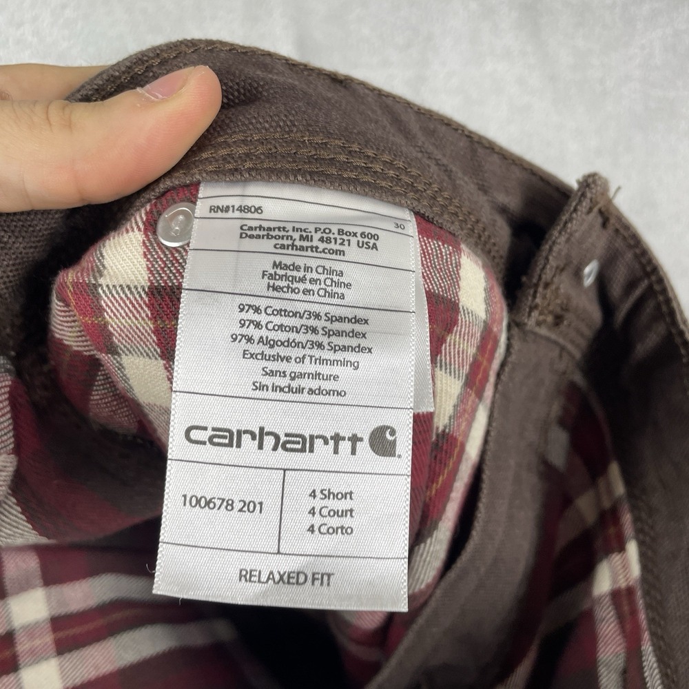 BUNDLE 2 PAIRS NWT Carhartt Fulton Pant Womens 4 Short Flannel Lined Canvas - Picture 11 of 15